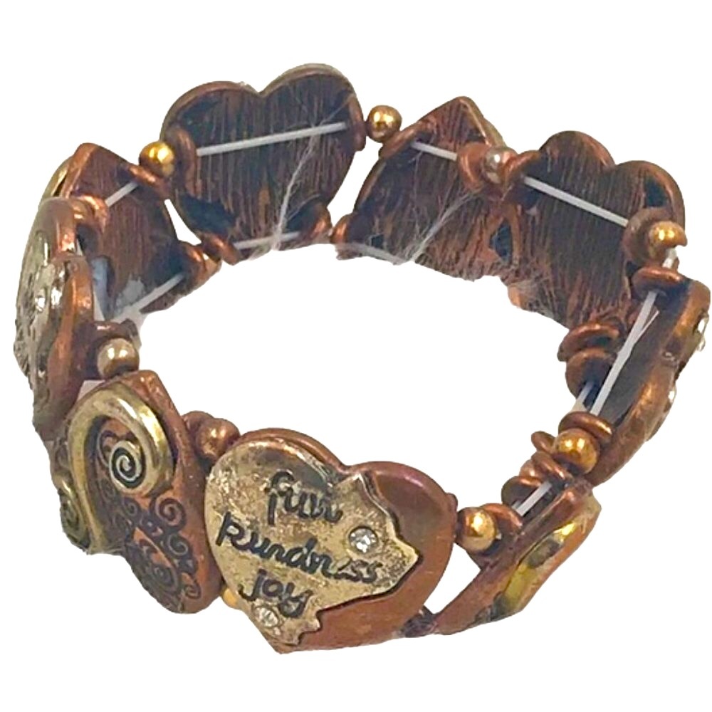 Copper/Silver Tone Stretchy Heart Quote Bracelet